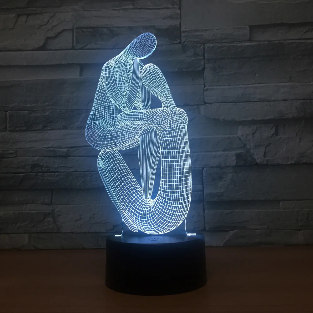 

Two Men Sitting Yoga 7 Color Lamp 3d Visual Led Night Lights Touch Usb Table Lampara Lampe Nightlight Usb Led Light Gym Decor