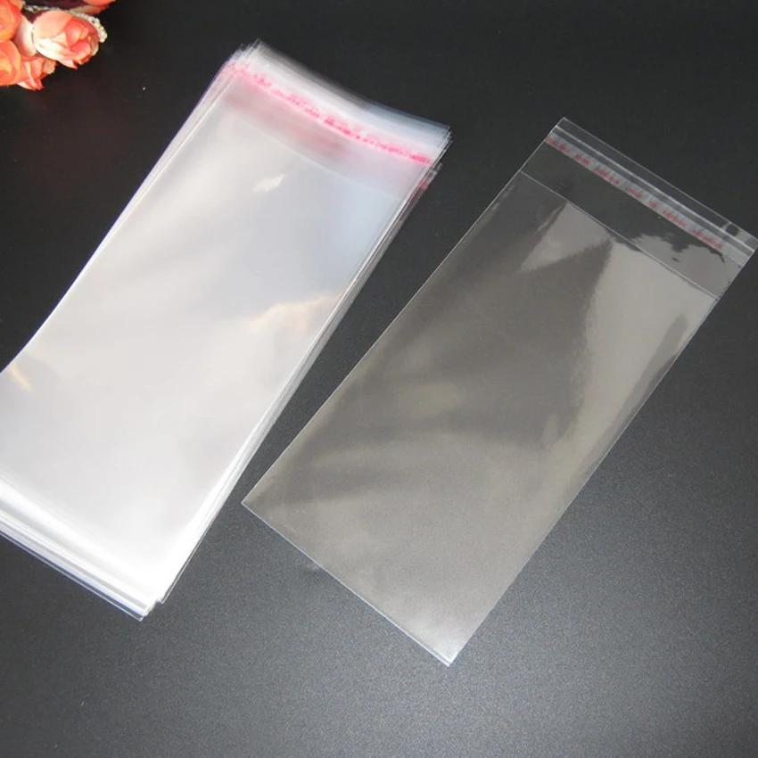 

500pcs Clear Resealable BOPP/Poly/ Cellophane Bag 7x15+3cm Transparent OPP Self Adhesive Plastic packaging cosmetic Packing bags