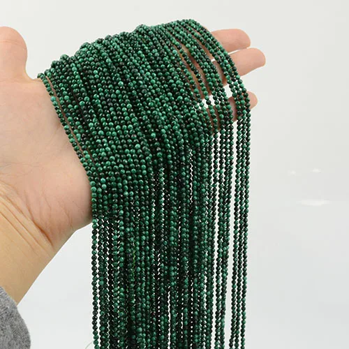 Malachite Натуральный Полудрагоценный круглый ограненный камень Бусины 3 мм-тансанит/Лапис/Малахит/хризопраз/диопсид/Аквамарин - Цвет: Malachite