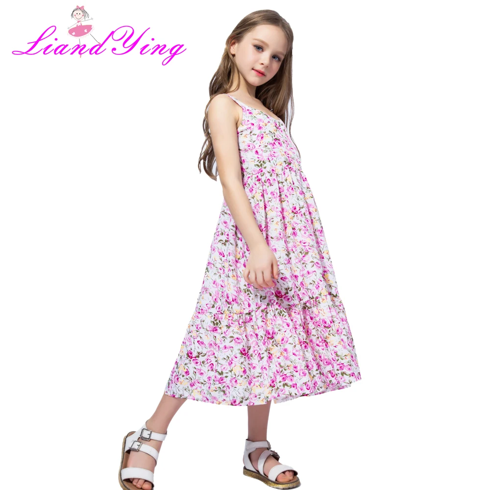 Flower Girl Dress Pink Floral Chiffon Maxi 2022 Summer Princess Wedding Party Gowns Kids Clothes Size 2-12Y | Детская одежда и