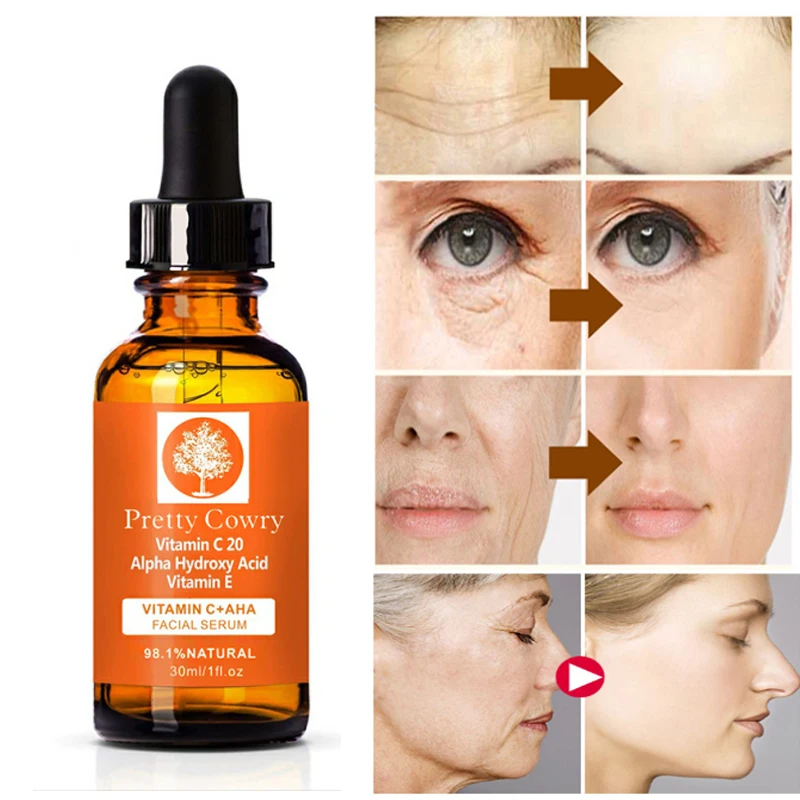 30ml Pretty Cowry Brand Natural Face Essence Serum Hyaluronic Acid Anti Wrinkle Vitamin C &amp E Skin Care Remove Acne Facial Cream | Красота