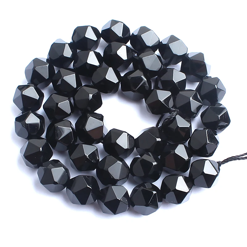 

Natrual Stone Beads Faceted Black Agate Stone Beads For Jewelry Making Bracelet Necklace 6/8/10mm 15inches