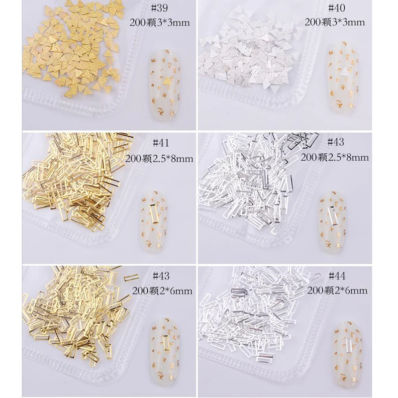 

200Pcs/Bag Hollow Nail Art Studs Metal Gold/Silver Manicure Accessories DIY 3D Nail Art Shell Slider Nail Rhinestones Studs PL8