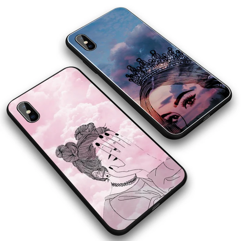 Звездное ночное небо и девушка искусство для iphone X XR XS XSMAX Силиконовые Мягкие ТПУ