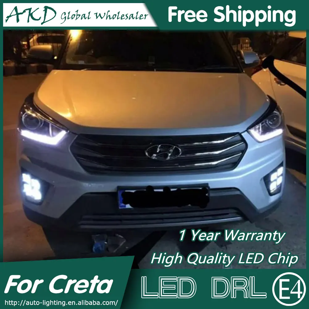 AKD автомобильный Стайлинг противотуманная фара для hyundai Creta светодиодный DRL- IX25 Светодиодный дневной ходовой светильник противотуманный светильник аксессуары для парковки