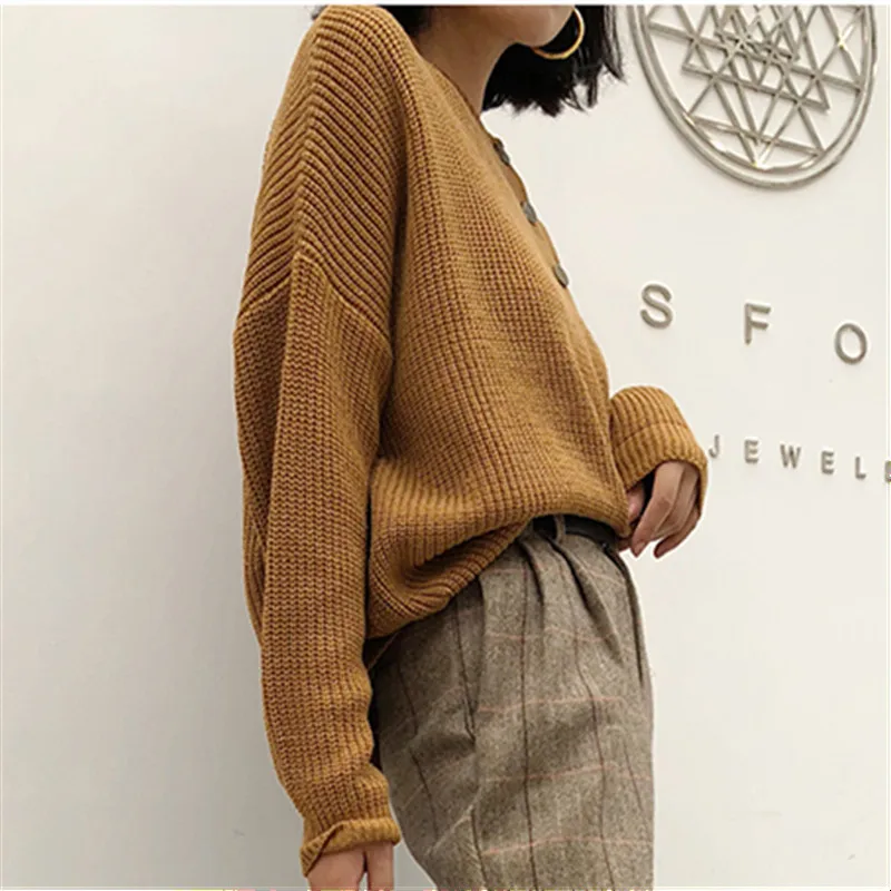 HziriP 2018 Autumn Fresh Women Sweet Sweaters Knitted Solid Pullovers Long Sleeve Fashion Female Tide Ladies Sweater 2 Colors | Женская
