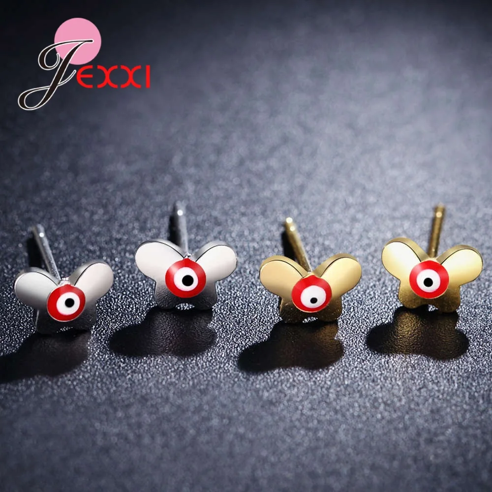 

Multiple Enameled Tiny Eyes Design Stud Earrings Fine 925 Sterling Silver for Women Girls Gift Nice Party Accessories