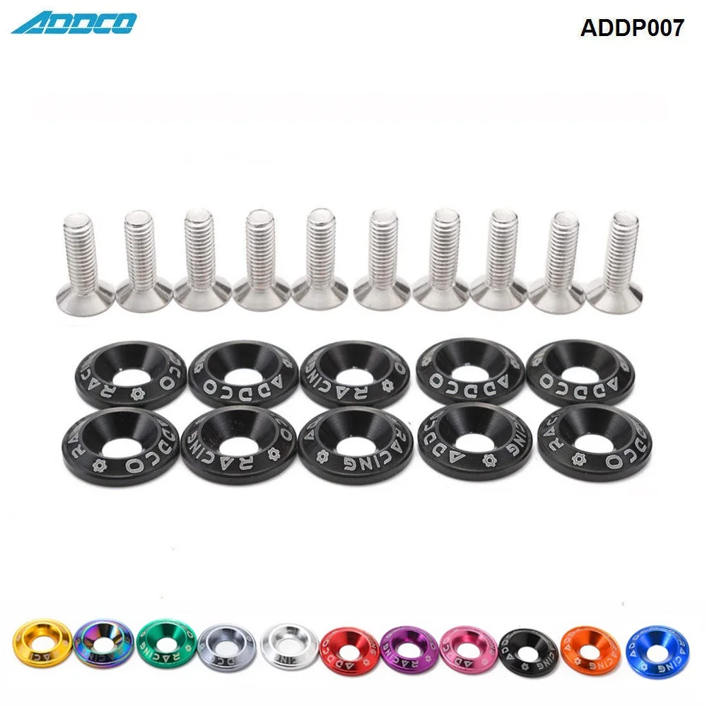 Addco Car M6 Wide 10Pcs Болт шестигранный винт бампер крыло шайба анодированный