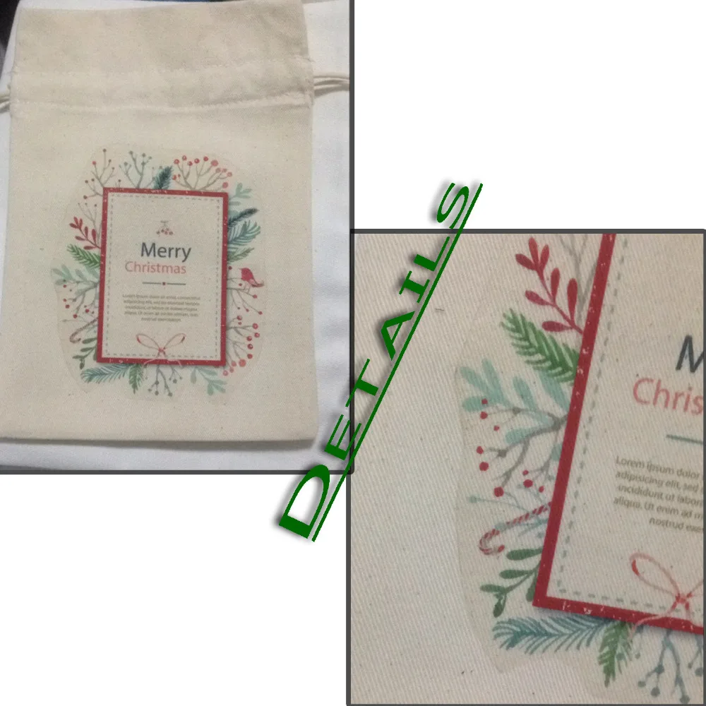 

3pcs pack Christmas Santa Gift Bag 9 designs Xmas canvas Drawstring Bag