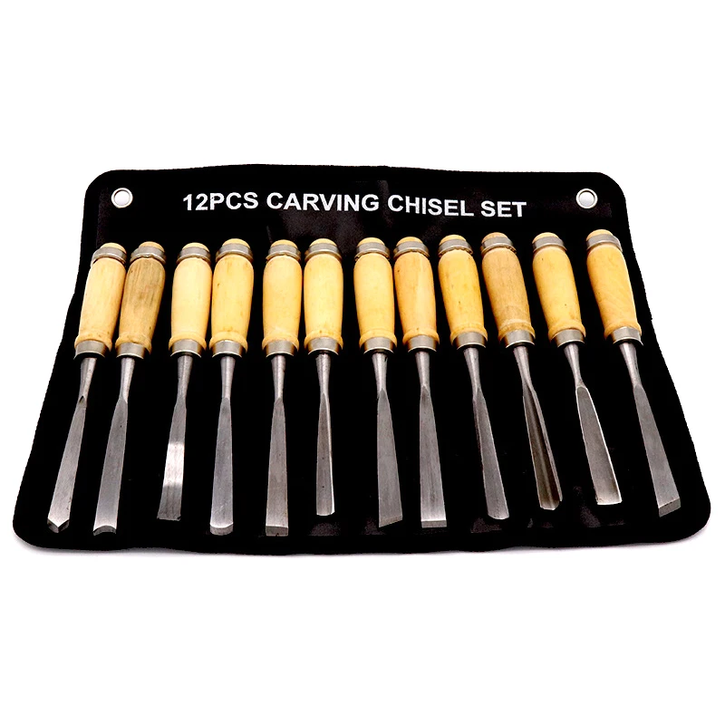 

12Pcs Wood Carving Hand Chisel Tool Set Woodworking Professional Gouges