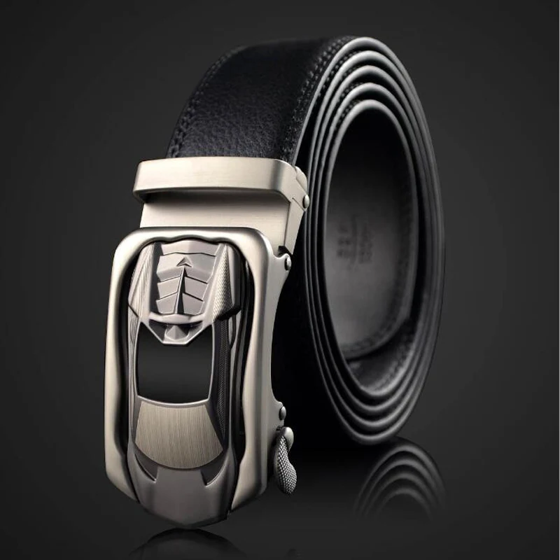 

Sports Car Buckle Men Automatic Buckle Leather Belts Jeans Belt 120CM 125CM 130CM Black Quality Assuarance XZ005
