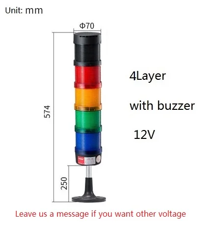4layer12Vwith buzzer Безопасность стек настенный светильник Промышленный 5-слойный чехол стек светильник светодиодный сигнальный Маяк предупреждение светильник диск база Предупреждение светильник башня 12V 24V 110V 220V - Цвет: 4layer12Vwith buzzer