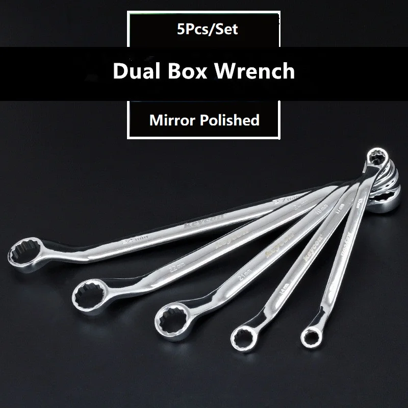 

5pcs/ set Double Head Box End Wrench Dual Rings Spanner For Car Repair Tools Deep Offset Ring 8-27mm Torque Wrench Hand Tool Set