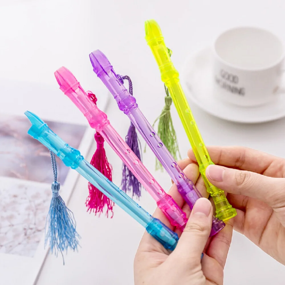 

1 PcCreative Flute Tassel Transparent Gel Pens Kawaii Black Ink 0.5mm DIY Pens For School Office Stationery Kids Gift