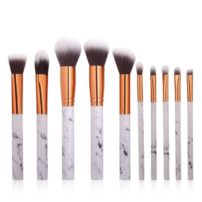 10pcs Women Makeup Brushes Extremely Soft Brush Set Foundation Powder Marble Make Up Tools | Красота и здоровье