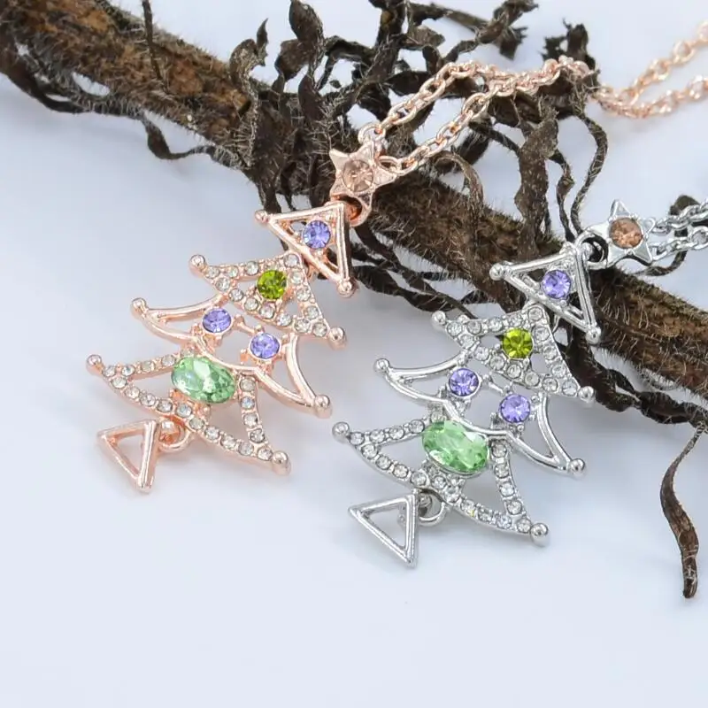 8 сезонов ожерелье золотой Рождественский дерево Многоцветный горный хрусталь