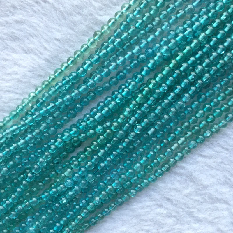 AAA High Quality Natural Genuine Clear Green Blue Apatite Fluorapatite Round Loose Gemstone Beads 15" 05722 | Украшения и