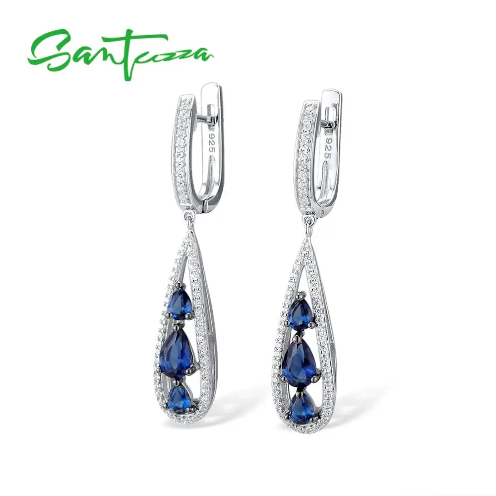 SANTUZZA, серебряные серьги для женщин, 925 пробы, серебряные висячие серьги, длинные серебряные 925 с кубическим цирконием, ювелирные изделия