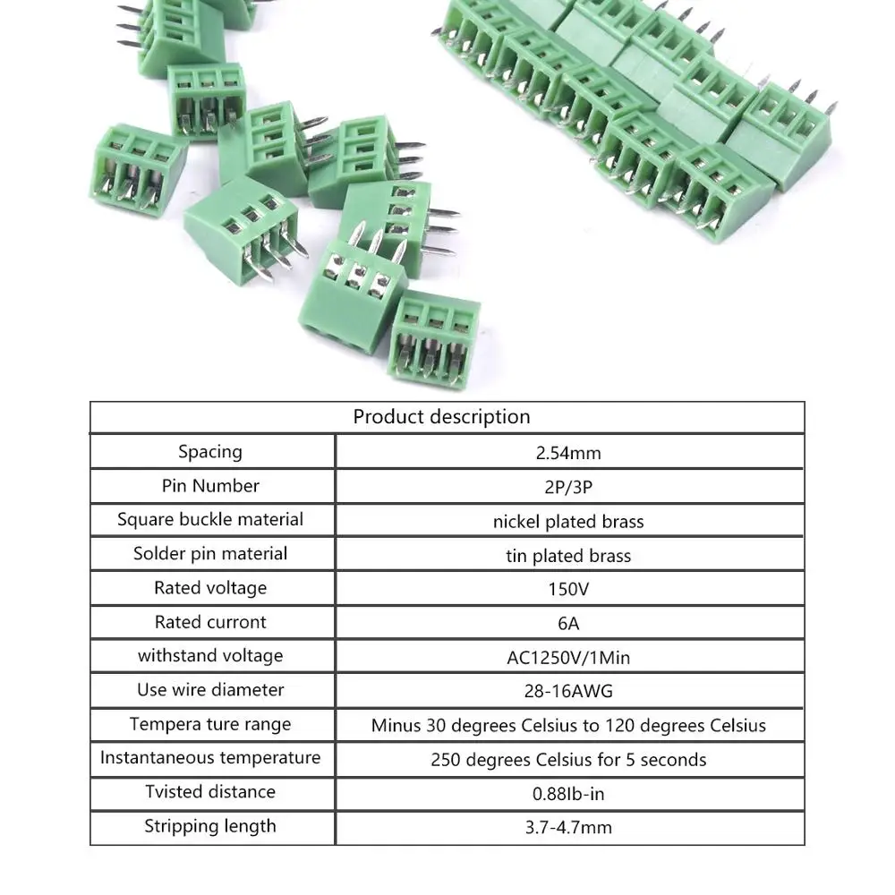 Универсальный 10 шт. 2 полюса/2Pin PCB 3 полюса/3Pin 54 мм винтовой клеммный блок