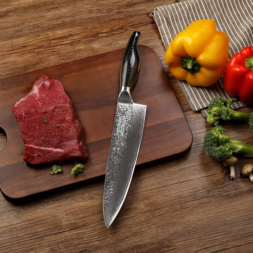 

Sunnecko 8" Damascus Steel Chef Knife Professional Japanese VG10 Core Kitchen Knives Vegetable Meat Slicer Cut Pakka Wood Handle