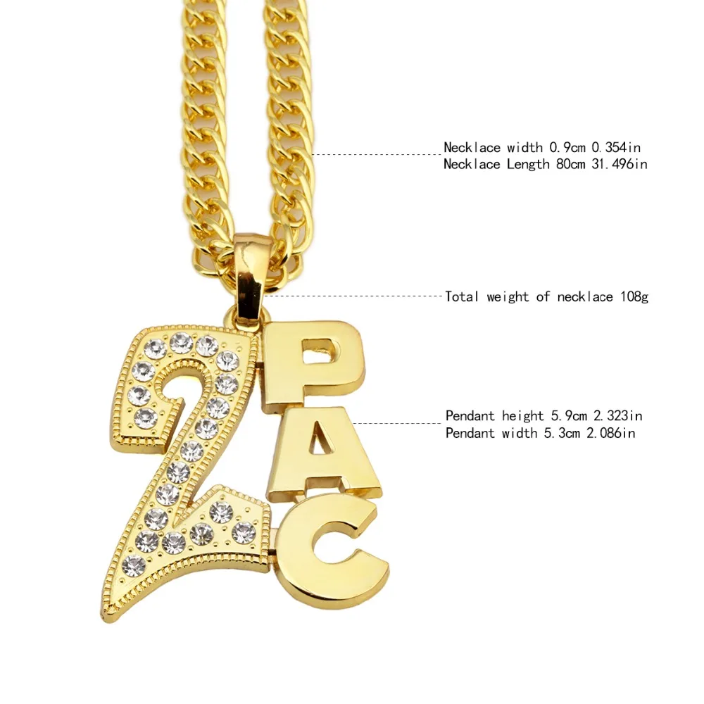 Мужские и женские золотые подвески 2PAC Bling украшения в подарок на Новый год