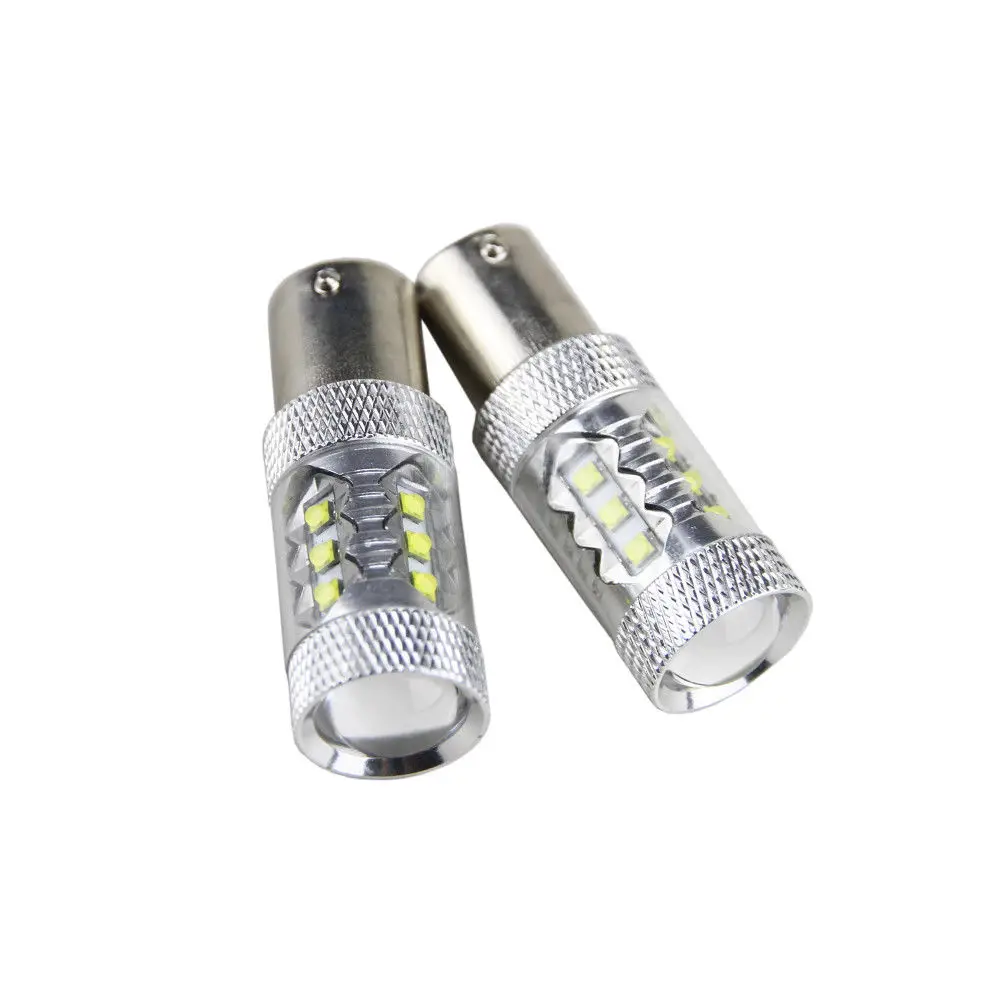 

2Pcs CANBUS 382 (P21W) 6000K WHITE CREE Chip 80W LED ERROR FREE BULBS 1156 DRL