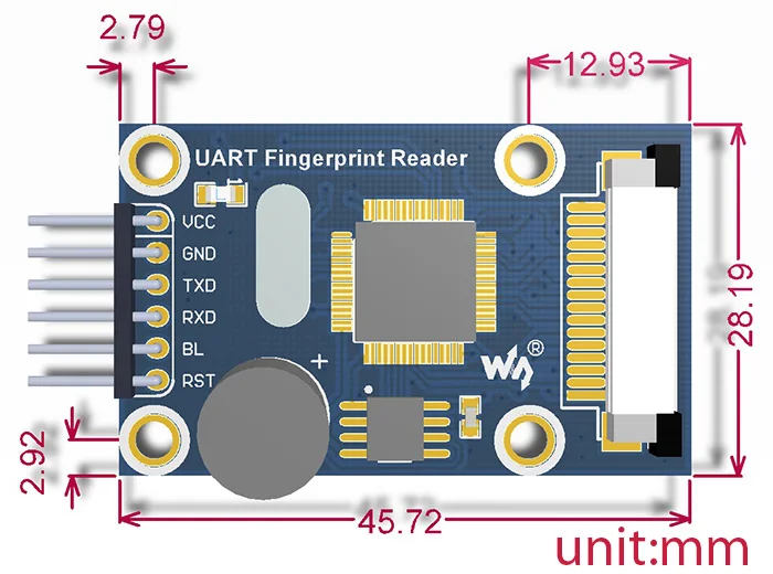 Module Waveshare Uart Fingerprint Reader Intelligent Features Stm32f205 Onboard Recording Matching Searching | Электроника