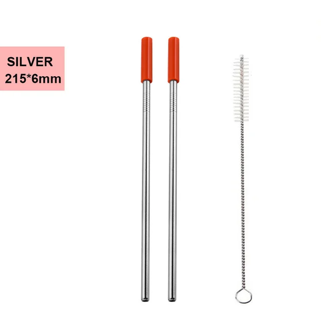 2Pcs-Silver B2 4 шт./компл. многоразовые Нержавеющая сталь питьевой набор соломинок с силиконовыми наконечниками и щеточка для чистки металла соломинки для 30oz 20oz стаканы - Цвет: 2Pcs-Silver B2