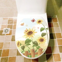 butterfly sunflower bathroom wall sticker home decor toilet lid decoration wall decals waterproof toilet stickers free shipping