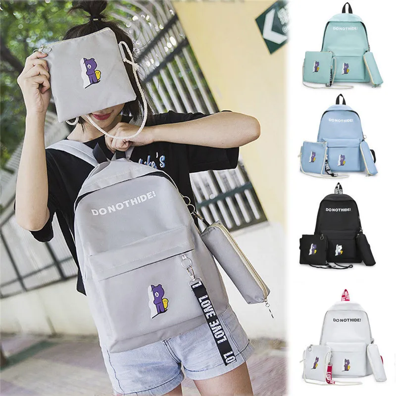 3 шт./компл. рюкзак женские холщовые дорожные сумки для книг школьные