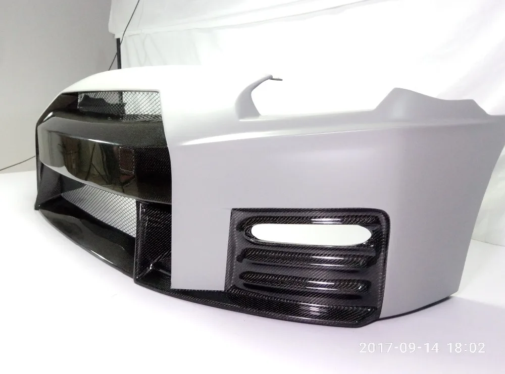 Автомобиль-Стайлинг для Nissan GTR R35 CBA DBA часть углеродного волокна Nismo Ver2 Стиль переднего бампера глянцевое волокно с отделкой из стекловолокна