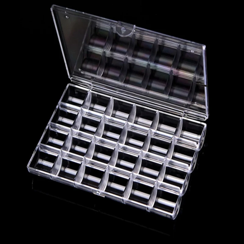 24 Grids Plastic Empty Nail Storage Box Organizer Case Clear Transparent Art Rhinestone Tips Jewelry Beads Container | Красота и