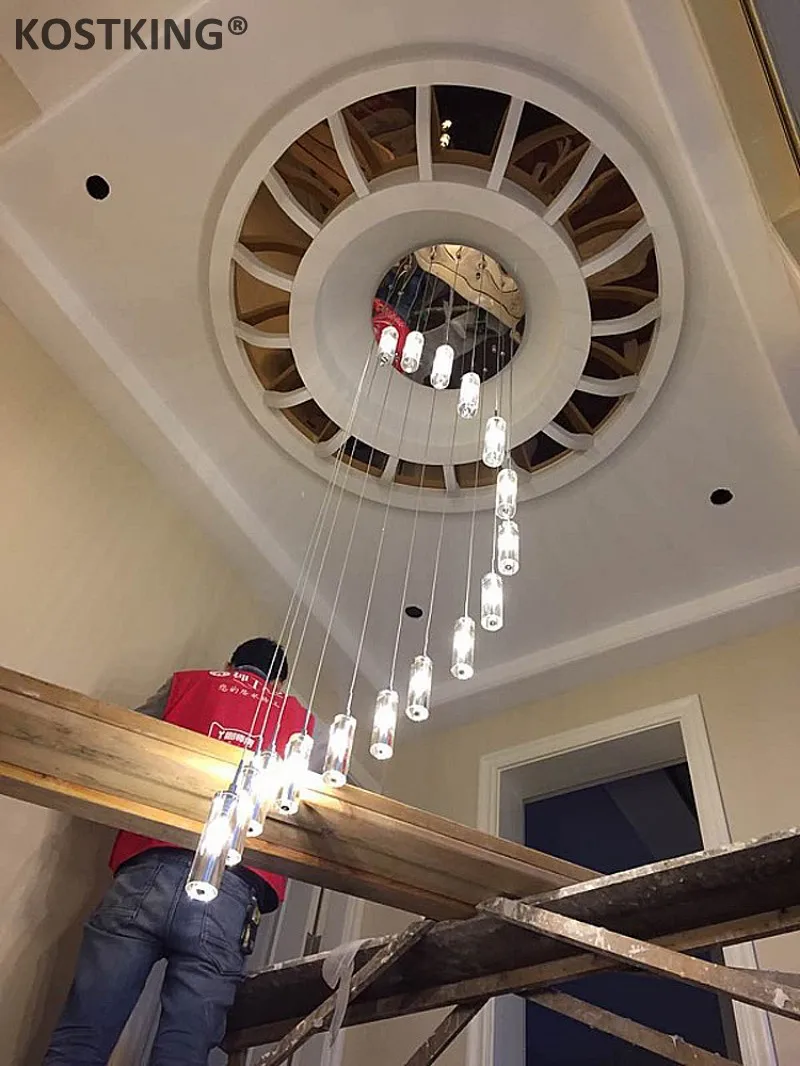 売却 1-6M 階段 Led シャンデリアクリスタルペンダントシャンデリアスパイラル階段照明ロング階段クリスタル列ランプ G4 Led 光沢