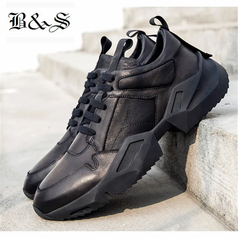 Новинка 2019 черная и уличная дышащая мужская повседневная обувь из натуральной