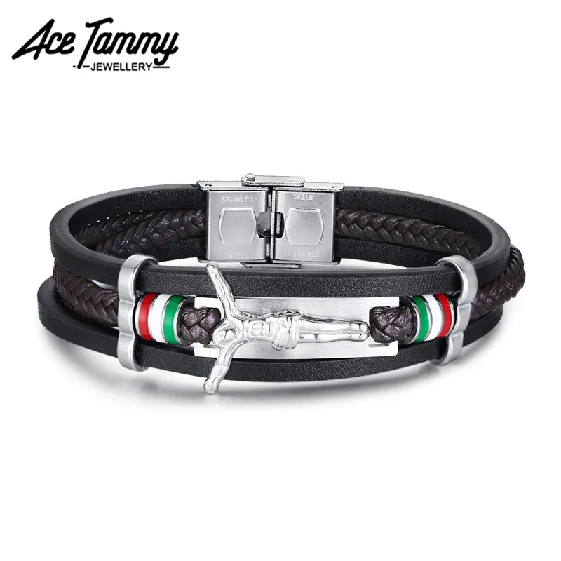 Мужской черный и коричневый кожаный браслет|Браслеты с шармами| |