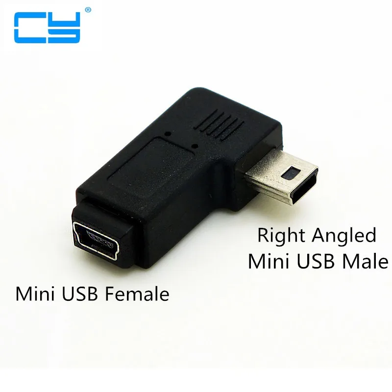 Direito-mini usb macho para conector de 90 graus, adaptador para conector macho,...