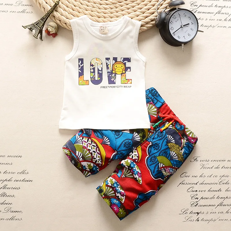2-5Years Baby boys clothing sets letter printing girls casual clothes love vest tees twinset kids children summer | Детская одежда и