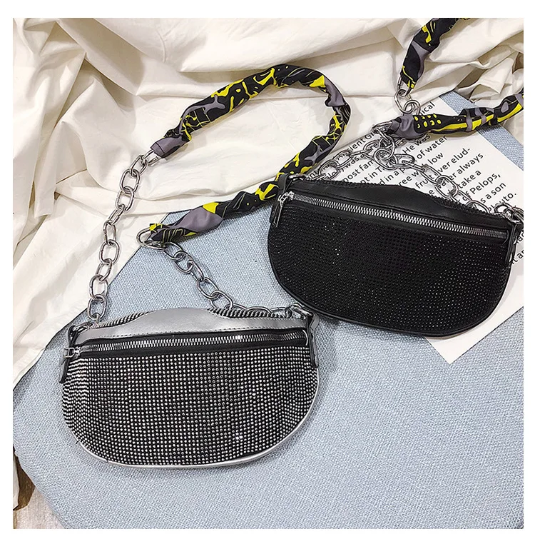 Новинка 2019 поясная сумка Женская роскошная кожаная нагрудная черного цвета