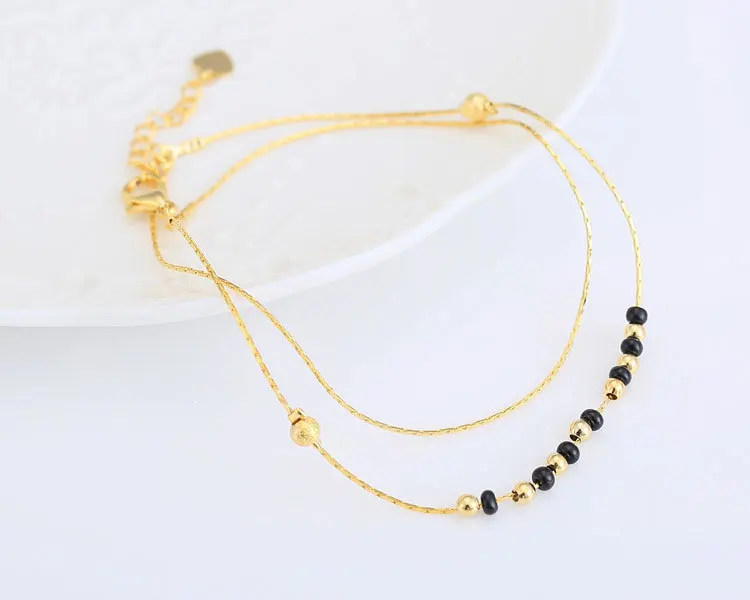 Браслет на ногу с бусинами и золотыми черными ювелирные изделия для ног браслет