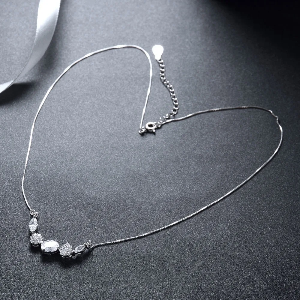 2017 Новый Брелок 925 Серебряное Ожерелье Для Женщины Choker Циркон Геометрические