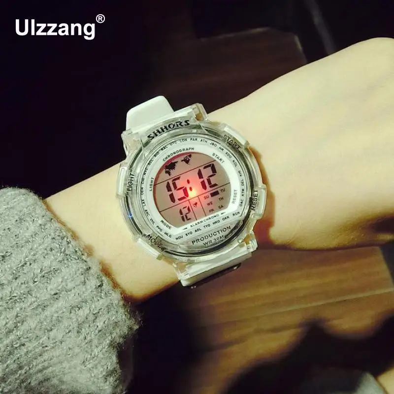 Новинка 2018 мужские и женские модные спортивные часы с большим экраном