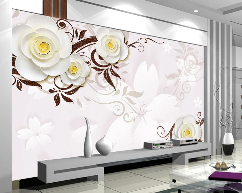 3d обои для комнаты белый цветок рельефные на заказ обои|3d wallpaper for room|3d wallpaperwallpaper |