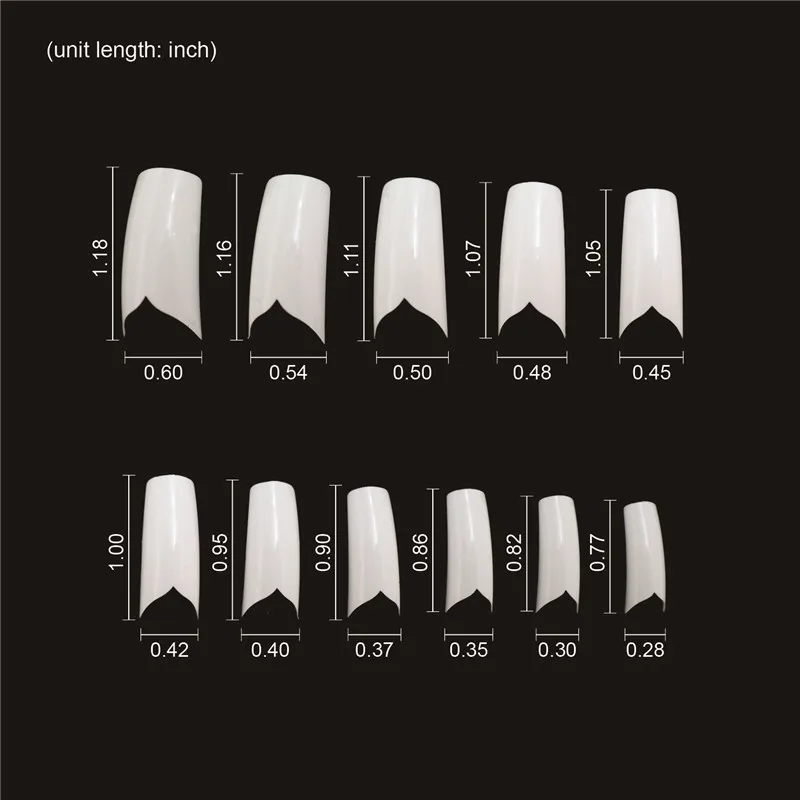 550pcs French Flare False Nail Tips ABS High Quality V-Style Fake Art Tip Care Pedicure Beauty | Красота и здоровье