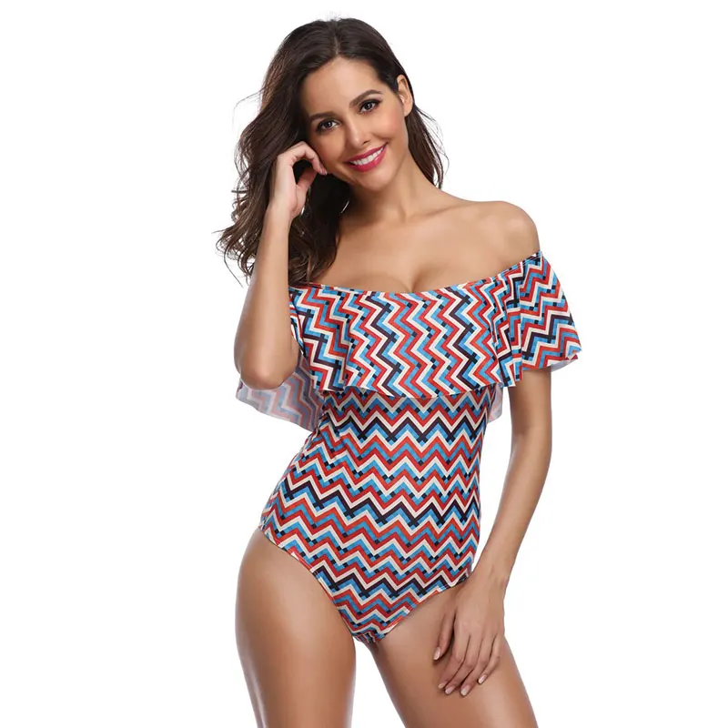 2019 цельный купальник женский Сексуальный Геометрический полихромовый купальный