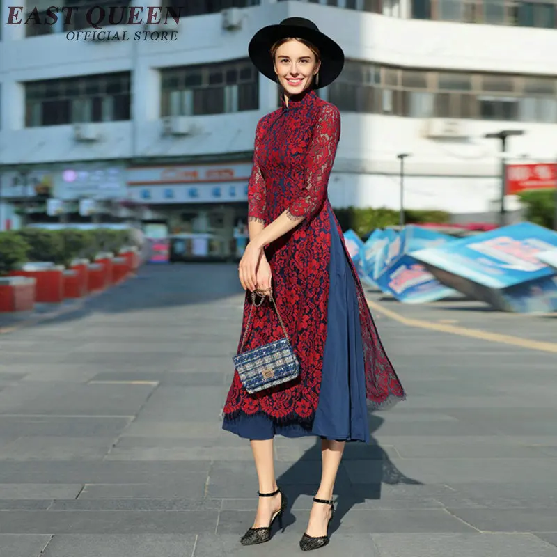

Chinese traditional dress traditional chinese dress oriental style dresses modified lace Cheongsam S-3XL AA2445 YQ