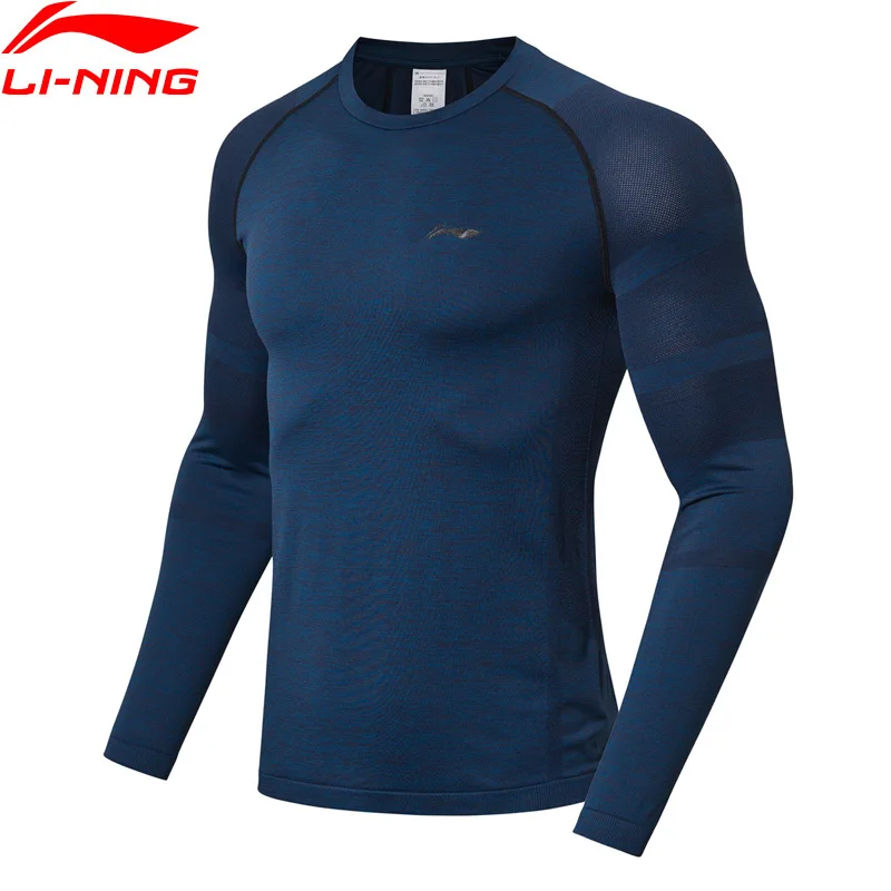 Li-Ning мужская тренировочная серия, футболка с длинным рукавом, облегающая, 72% Nylong, 28% полиэстер, подкладка, комфортные спортивные топы ATLN139 MTL995