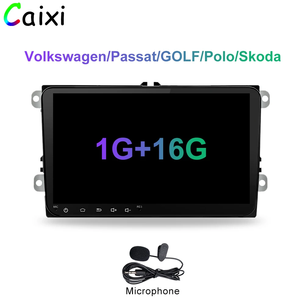 CAIXI " Автомагнитола gps навигация Android8.1 multime плеер для Фольксваген Шкода GOLF5 Golf6 POLO PASSAT B5 B6 JETTA TIGUAN - Цвет: Cx-1G-16G-MIC