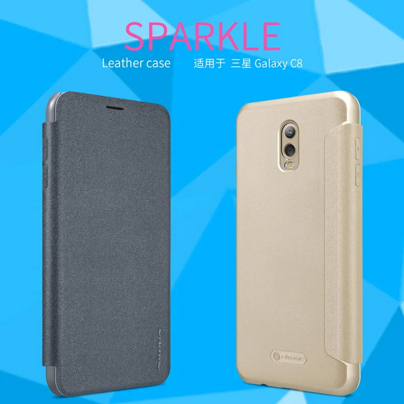 Кожаный чехол NILLKIN Sparkle для Samsung Galaxy J7 + / C8 C7 2017 модная задняя крышка флип телефона