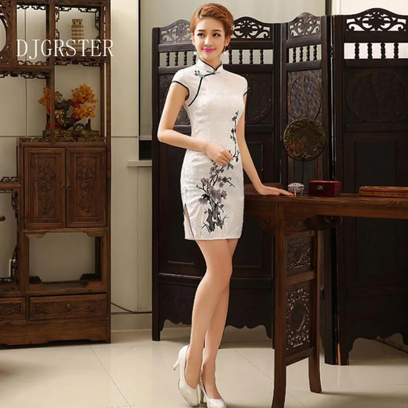 Женское Хлопковое платье Ципао DJGRSTER новое летнее в китайском стиле с воротником