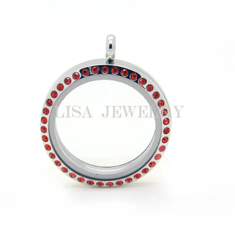 30mm screw twist closure silver color 316L stainless steel floating lockets with blue Crystal Birthstone photo locket for women | Украшения